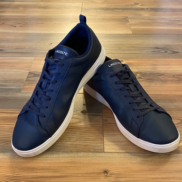 Lacoste Leather Sneakers in navy & white Size 12 - Picture 4 of 12
